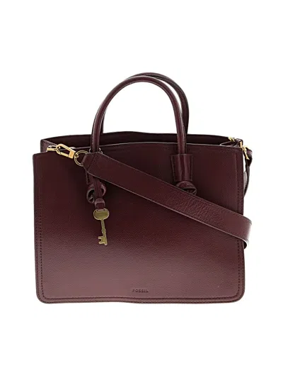 Pre-owned Fossil Leather Satchel In Burgundy