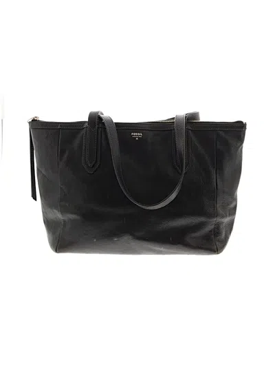 Pre-owned Fossil Leather Tote Bag In Black