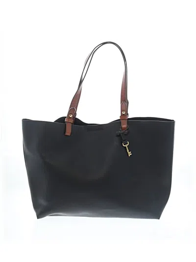 Pre-owned Fossil Leather Tote Bag In Black