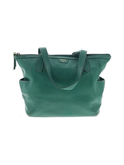 Pre-owned Fossil Leather Tote Bag In Green