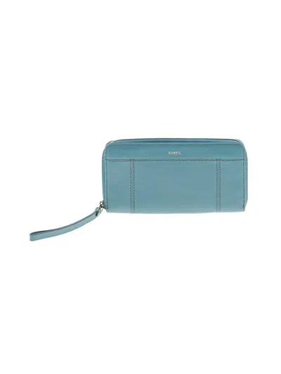 Pre-owned Fossil Leather Wristlet In Blue