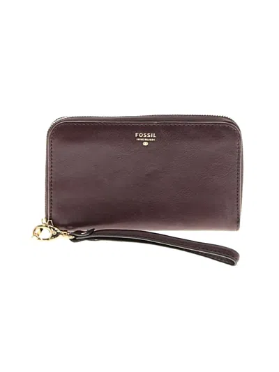 Pre-owned Fossil Leather Wristlet In Brown