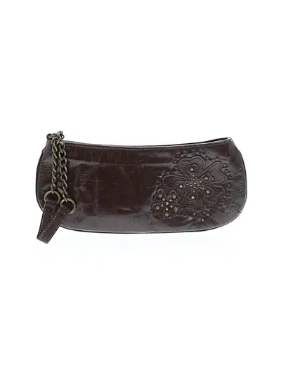 Pre-owned Fossil Leather Wristlet In Brown