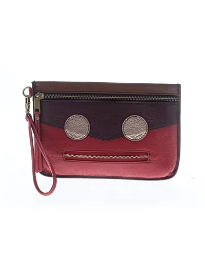Pre-owned Fossil Leather Wristlet In Red