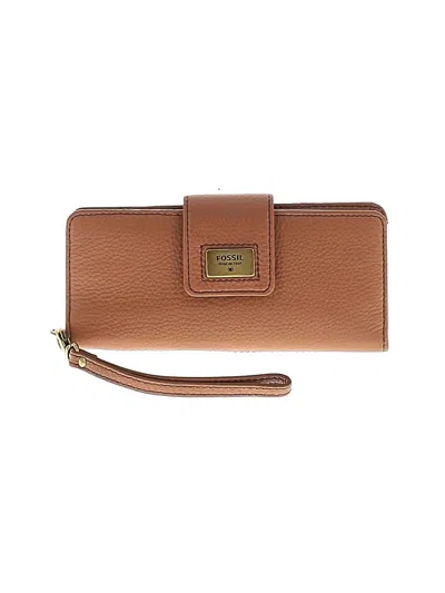 Pre-owned Fossil Leather Wristlet In Tan