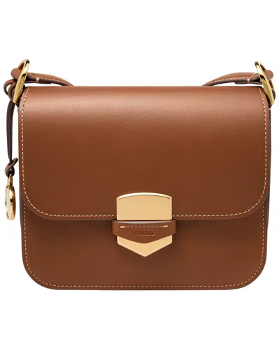 Fossil Lennox Leather Flap Crossbody Bag In Medium Brown