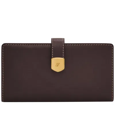 Fossil Lennox Leather Tab Bifold Wallet In Mink