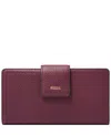 Fossil Logan Leather Rfid Tab Clutch Wallet In Red
