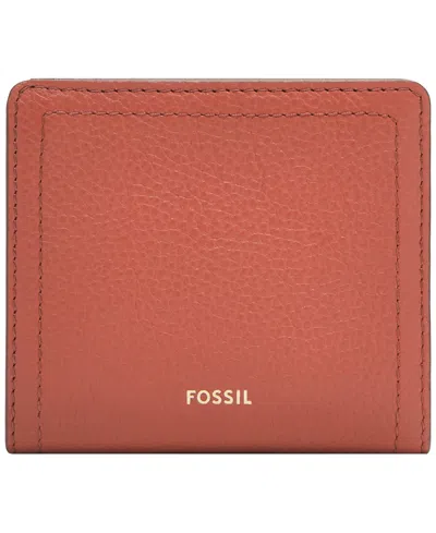 Fossil Logan Leather Small Bifold Wallet In Red