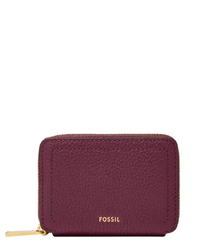 Fossil Logan Rfid Zip Around Card Case In Purple