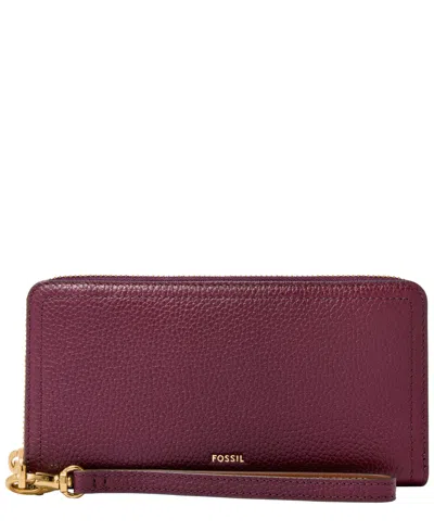 Fossil Logan Rfid Zip Around Clutch Wallet In Purple