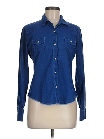 Pre-owned Fossil Long Sleeve Button Down Shirt In Blue