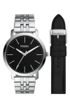 Fossil Luther Three-hand Interchangeable Strap Gift Set In Metallic