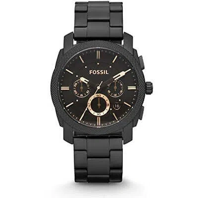 Pre-owned Fossil Machine Chronograph Analog Black Dial Men's Watch - Fs4682