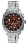 Fossil Machine Chronograph Stainless Steel Watch, 44mm In Brown