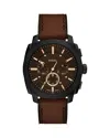 Fossil Machine Chronograph Brown Leather Watch, 44mm In Black/brown