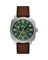 Fossil Machine Chronograph Brown Leather Watch, 44mm In Green/brown