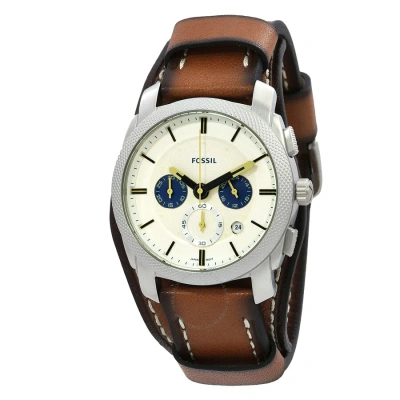 Fossil Machine Chronograph Quartz White Dial Men's Watch Fs5922 In Blue / Brown / White