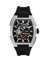 Fossil Machine Automatic Silicone Strap Watch In Black