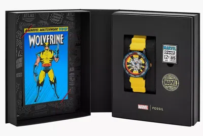 Pre-owned Fossil Marvel Collaboration Watch Le1195set Wolverine Limited 2024 Yellow