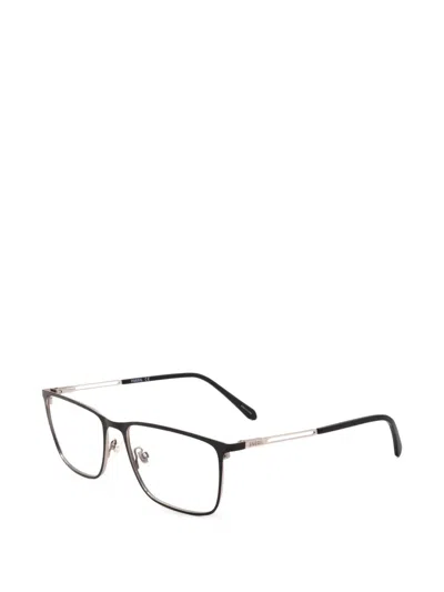 Fossil Matte-finish Rectangle-frame Glasses In Black