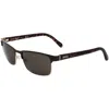 Fossil Men's 57 Mm Brown Sunglasses In Gray