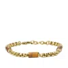 Fossil Men's All Stacked Up Brown Tiger's Eye Components Bracelet In Gold