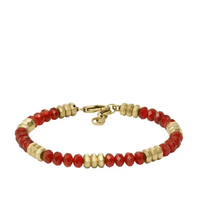 Fossil Men's All Stacked Up Red Agate Beaded Bracelet