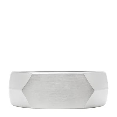 Fossil Men's All Stacked Up Stainless Steel Signet Ring In Silver