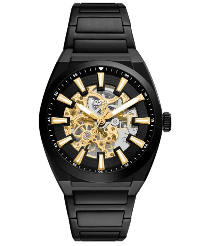 Fossil Men's Automatic Everett Luxury Water-resistant Black Stainless Steel Bracelet Watch, 42mm