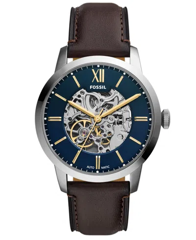 Fossil Men's Automatic Townsman Brown Leather Watch, 44mm