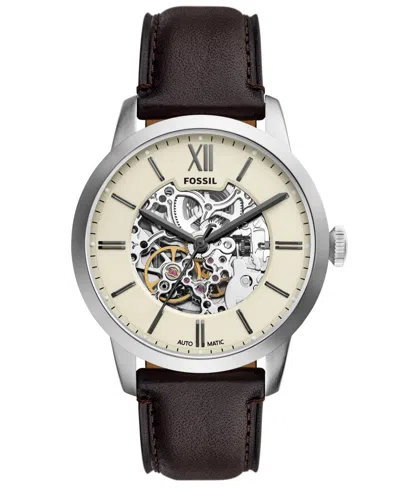 Fossil Men's Automatic Townsman Leather Watch, 44mm In Brown