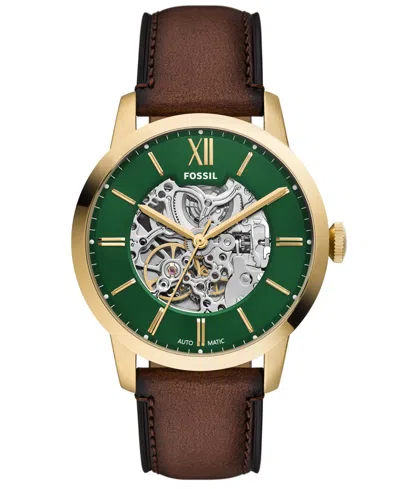 Fossil Men's Automatic Water-resistant Townsman Brown Leather Watch, 44mm
