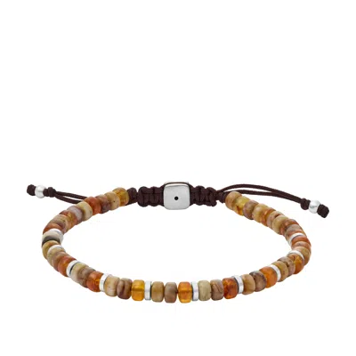 Fossil Men's Autumn Beads Brown Acrylic Beaded Bracelet In Multi