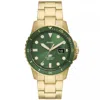 Fossil Men's Blue Dive Three-hand Date Gold-tone Stainless Steel Watch 42mm In Green/gold