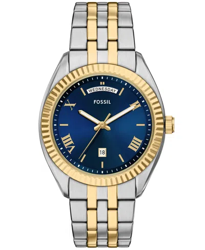 Fossil Men's Campbell Three-hand Day-date Two-tone Stainless Steel Watch, 42mm In Multi