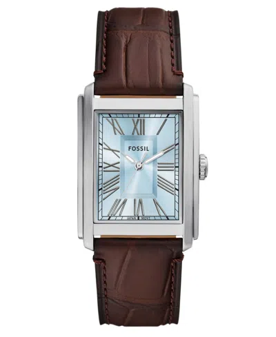 Fossil Men's Carraway Three-hand Brown Leather Watch, 30mm In Brown Crocodile
