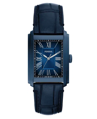 Fossil Men's Carraway Three-hand Navy Croco Leather Watch, 30mm In Blue