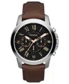 Fossil Men's Chronograph Grant Brown Leather Strap Watch 44mm In Brown