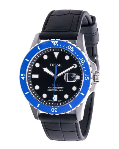 Fossil Men's Classic Black Dial Watch In Blue