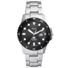 Fossil Men's Blue Dive Three-hand Date Silver-tone Stainless Steel Watch 42mm In Black