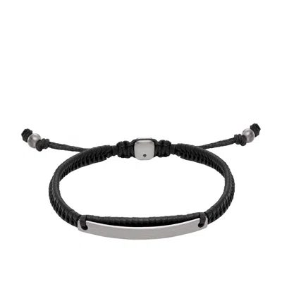 Fossil Men's Elliott Black Leather Id Bracelet