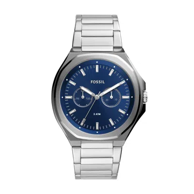 Fossil Men's Evanston Multifunction, Stainless Steel Watch In Silver