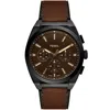 Fossil Men's Everett Chronograph Brown Leather Watch, 44mm In Brown