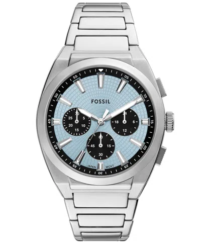 Fossil Men's Everett Chronograph Stainless Steel Watch, 44mm In Silver-tone