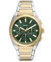 Fossil Men's Everett Chronograph Two-tone Stainless-steel Watch, 44mm In Two Tone