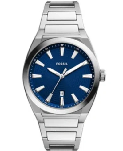 FOSSIL MEN'S EVERETT SILVER-TONE STAINLESS STEEL BRACELET WATCH 42MM