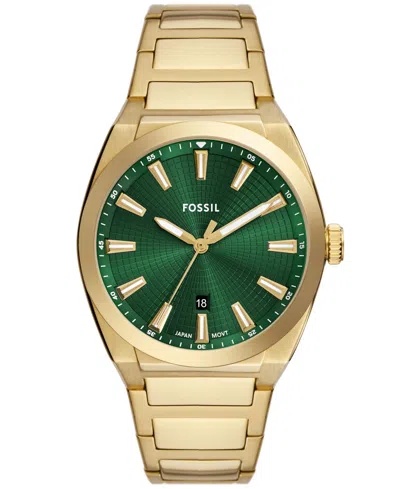 Fossil Men's Everett Three-hand Date Gold-tone Stainless Steel Watch, 42mm