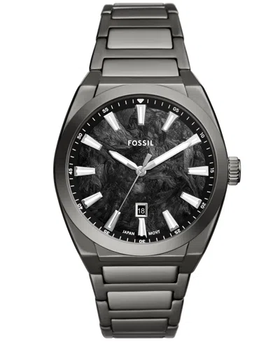 Fossil Men's Everett Three-hand Date Gunmetal Stainless Steel Watch 42mm