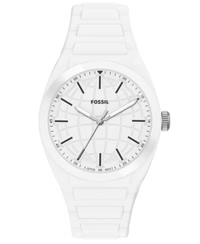 Fossil Men's Everett Three-hand White Silicone Watch 42mm